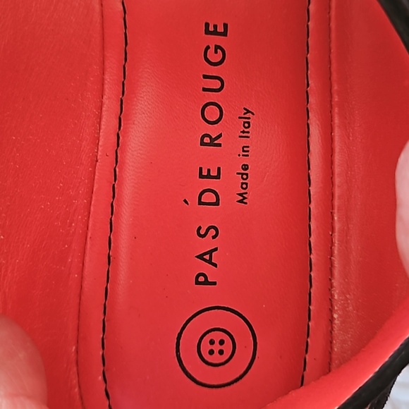 Pas de Rouge black and red open toe suede wedge heel shoes, 43 EU: 11 1/2 US - Picture 2 of 13